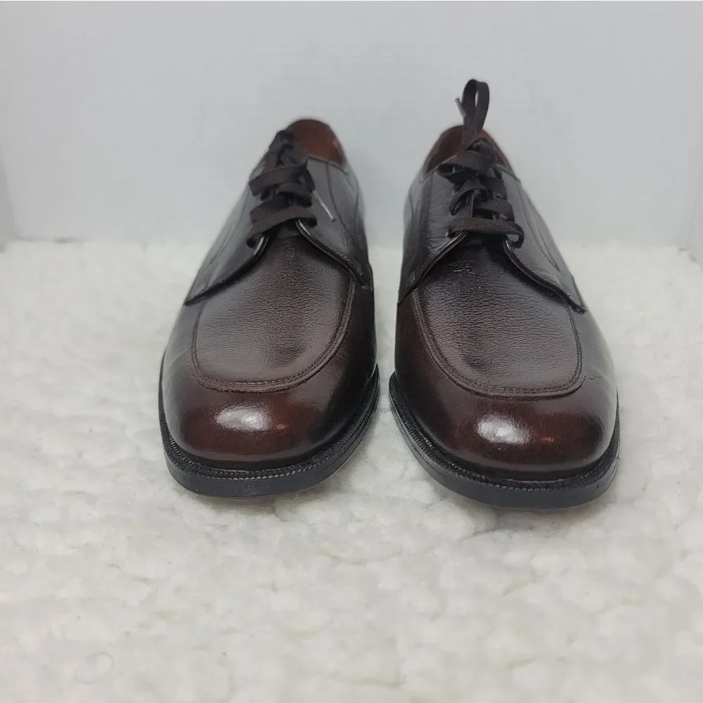 Vtg 80's Florsheim Mens Derby Shoes Size 7.5  Burgundy Leather Apron Toe 730314